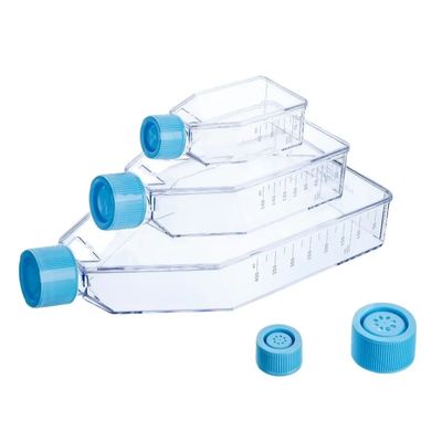 Botol Kultur Sel Plastik Steril Dengan Labu Kultur Sel Penutup Berventilasi T25 T75 T175