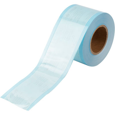 100mm * 100mm Tas Kantong Gulungan Gusseted Sterilisasi Penyegelan Panas Medis BIRU